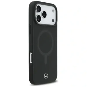 Kožený kryt Mercedes Plain Smooth Leather MagSafe pro Apple iPhone 17 Pro Max černý