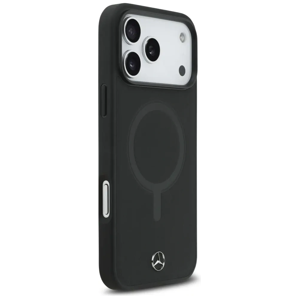 Etui Mercedes Plain Smooth Leather MagSafe do Apple iPhone 17 Pro Max czarny