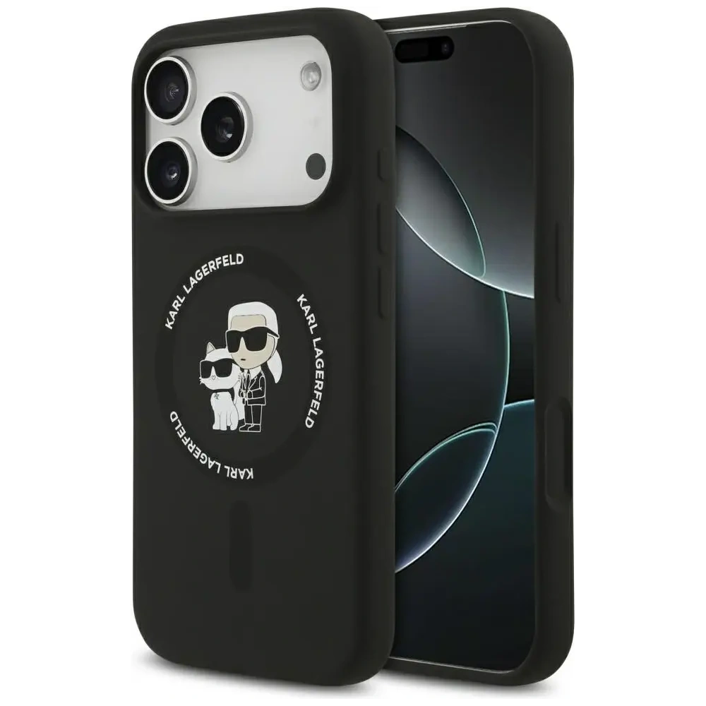 Etui Karl Lagerfeld Silicone Karl&Choupette Ring MagSafe do Apple iPhone 17 Pro Max czarny