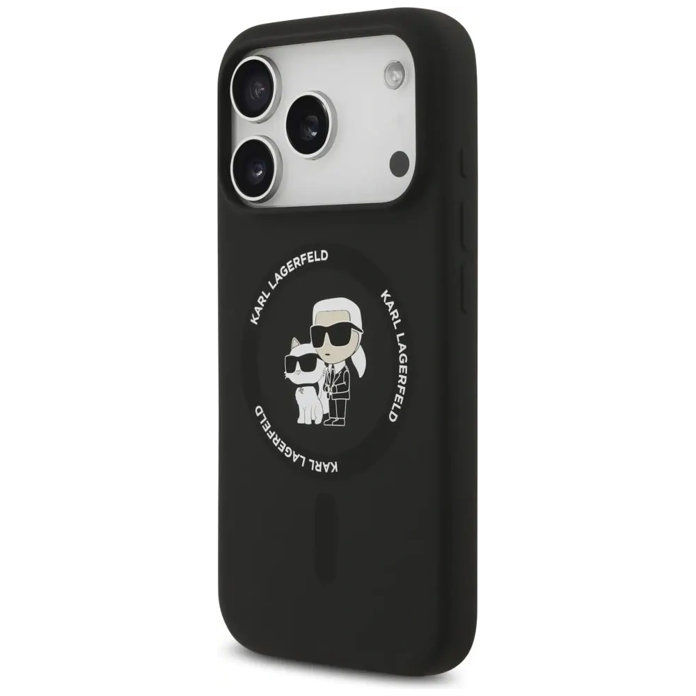 Etui Karl Lagerfeld Silicone Karl&Choupette Ring MagSafe do Apple iPhone 17 Pro Max czarny