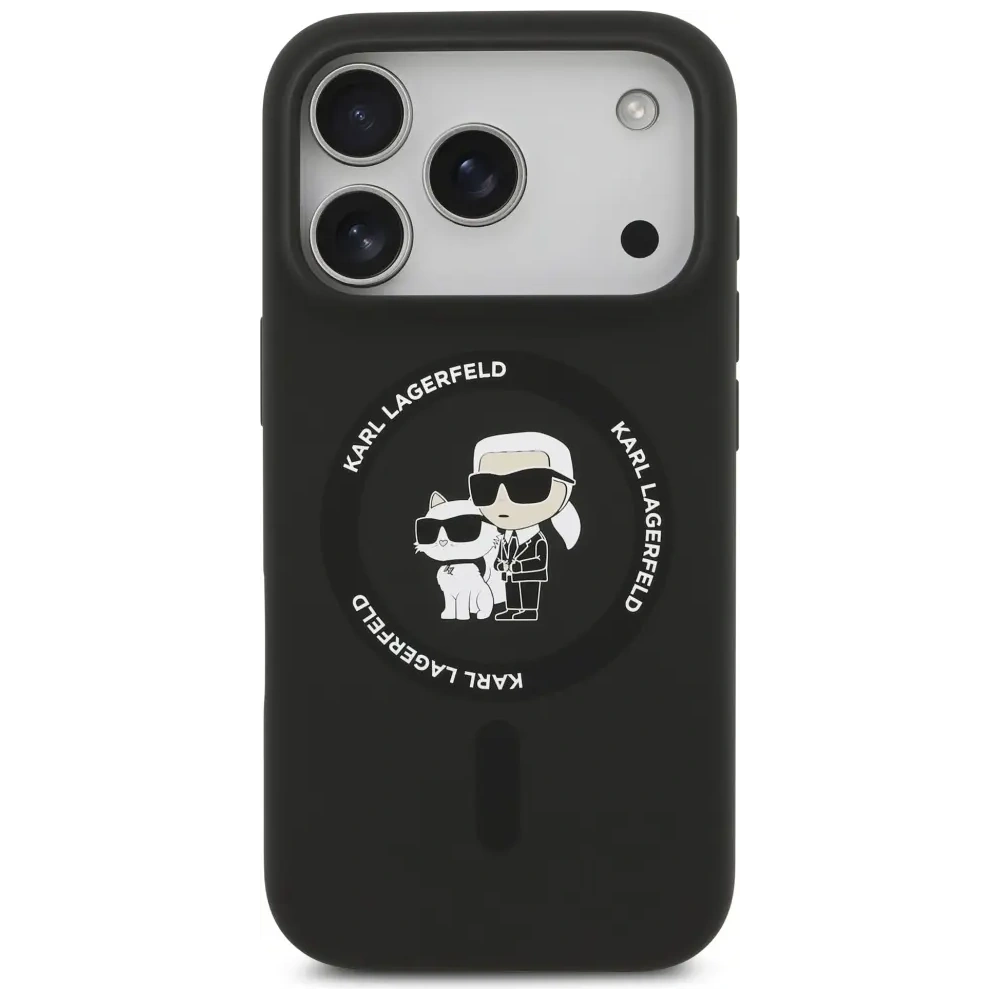 Etui Karl Lagerfeld Silicone Karl&Choupette Ring MagSafe do Apple iPhone 17 Pro Max czarny