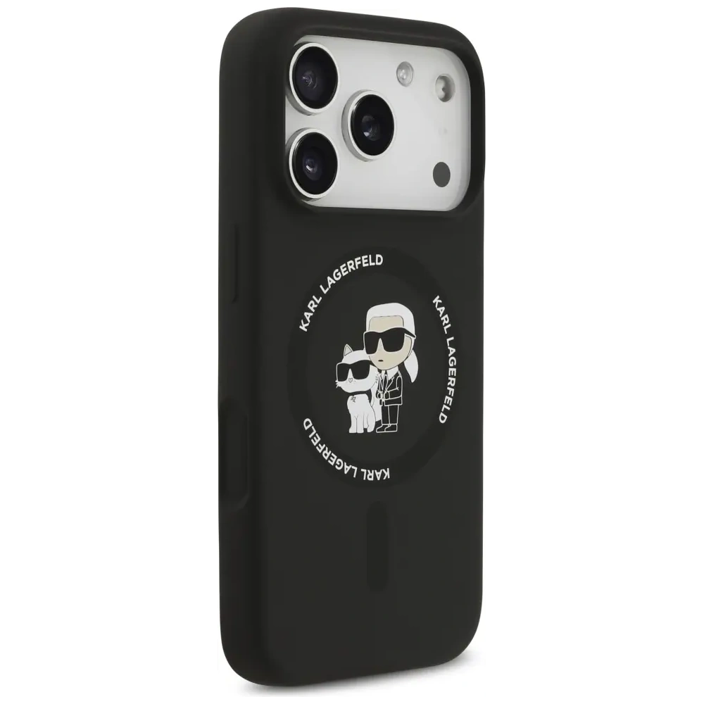 Etui Karl Lagerfeld Silicone Karl&Choupette Ring MagSafe do Apple iPhone 17 Pro Max czarny