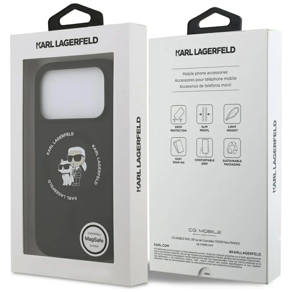 Etui Karl Lagerfeld Silicone Karl&Choupette Ring MagSafe do Apple iPhone 17 Pro Max czarny