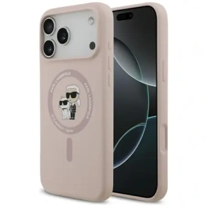 Karl Lagerfeld Silikonový prsten Karl&Choupette MagSafe pro Apple iPhone 17 Pro Max růžový
