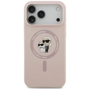 Karl Lagerfeld Silikonový prsten Karl&Choupette MagSafe pro Apple iPhone 17 Pro Max růžový