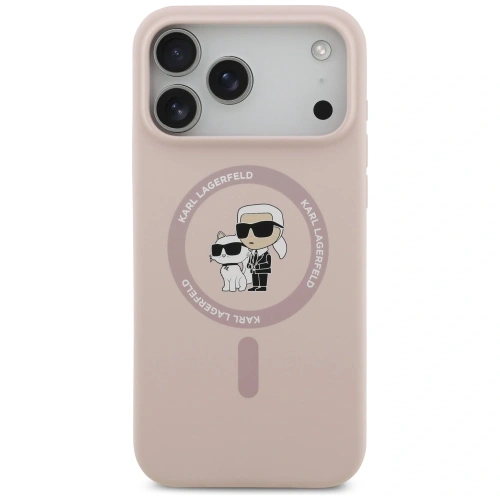 Etui Karl Lagerfeld Silicone Karl&Choupette Ring MagSafe do Apple iPhone 17 Pro Max różowy