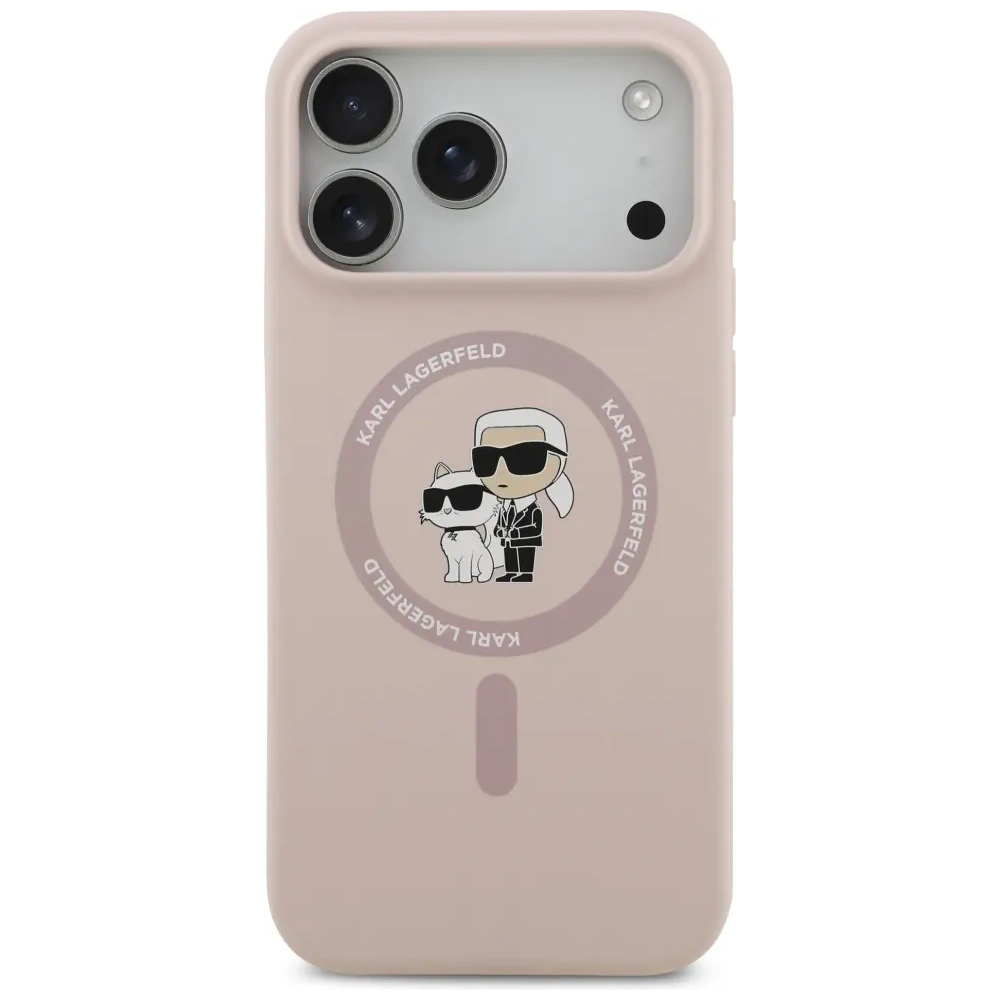 Etui Karl Lagerfeld Silicone Karl&Choupette Ring MagSafe do Apple iPhone 17 Pro Max różowy