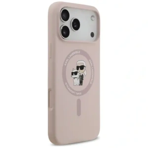 Karl Lagerfeld Silikonový prsten Karl&Choupette MagSafe pro Apple iPhone 17 Pro Max růžový