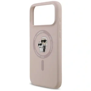 Karl Lagerfeld Silikonový prsten Karl&Choupette MagSafe pro Apple iPhone 17 Pro Max růžový