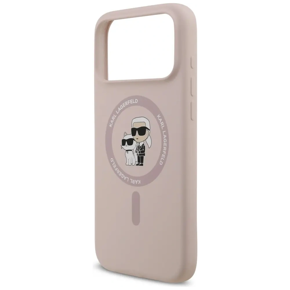 Etui Karl Lagerfeld Silicone Karl&Choupette Ring MagSafe do Apple iPhone 17 Pro Max różowy