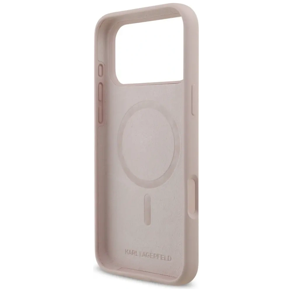 Etui Karl Lagerfeld Silicone Karl&Choupette Ring MagSafe do Apple iPhone 17 Pro Max różowy