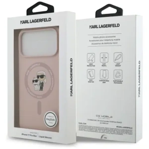 Etui Karl Lagerfeld Silicone Karl&Choupette Ring MagSafe do Apple iPhone 17 Pro Max różowy