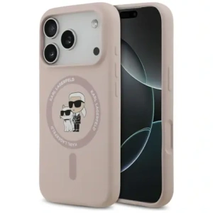 Etui Karl Lagerfeld Silicone Karl&Choupette Ring MagSafe do Apple iPhone 17 Pro różowy