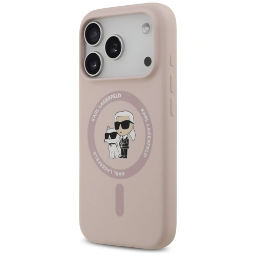 Etui Karl Lagerfeld Silicone Karl&Choupette Ring MagSafe do Apple iPhone 17 Pro różowy