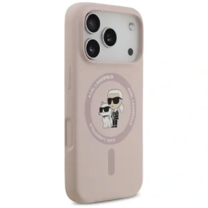 Etui Karl Lagerfeld Silicone Karl&Choupette Ring MagSafe do Apple iPhone 17 Pro różowy