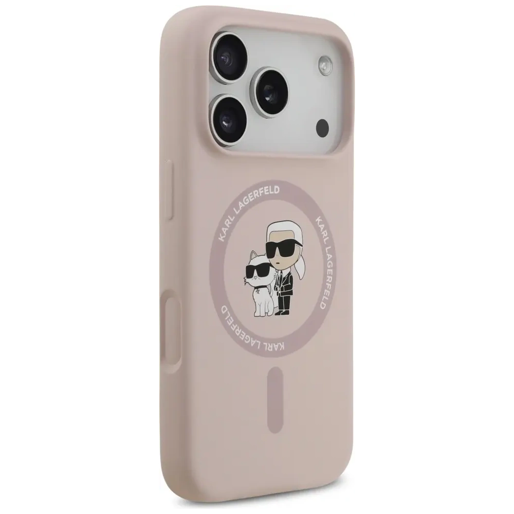 Etui Karl Lagerfeld Silicone Karl&Choupette Ring MagSafe do Apple iPhone 17 Pro różowy