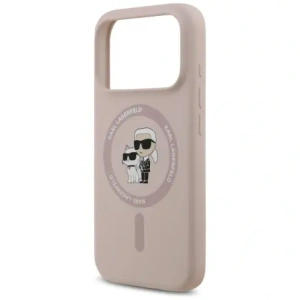 Karl Lagerfeld Silikonový prsten Karl&Choupette MagSafe pro Apple iPhone 17 Pro růžový