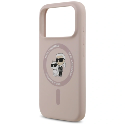 Etui Karl Lagerfeld Silicone Karl&Choupette Ring MagSafe do Apple iPhone 17 Pro różowy