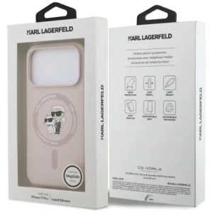 Karl Lagerfeld Silikonový prsten Karl&Choupette MagSafe pro Apple iPhone 17 Pro růžový