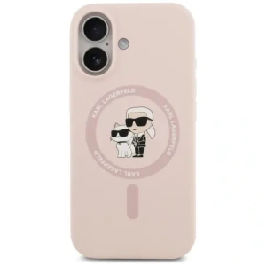 Karl Lagerfeld Silikonový prsten Karl&Choupette MagSafe pro Apple iPhone 17 růžový