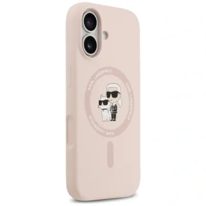 Karl Lagerfeld Silikonový prsten Karl&Choupette MagSafe pro Apple iPhone 17 růžový