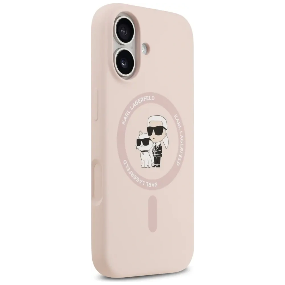 Etui Karl Lagerfeld Silicone Karl&Choupette Ring MagSafe do Apple iPhone 17 różowy