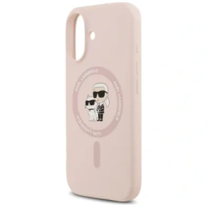 Karl Lagerfeld Silikonový prsten Karl&Choupette MagSafe pro Apple iPhone 17 růžový