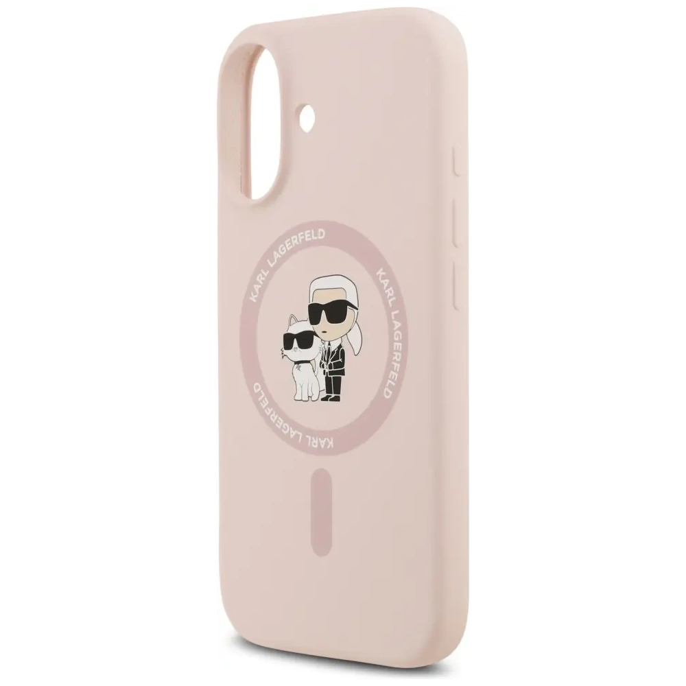 Etui Karl Lagerfeld Silicone Karl&Choupette Ring MagSafe do Apple iPhone 17 różowy