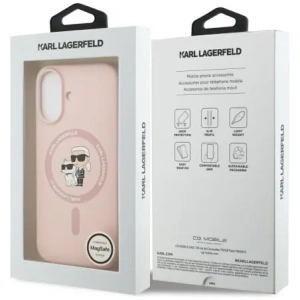 Karl Lagerfeld Silikonový prsten Karl&Choupette MagSafe pro Apple iPhone 17 růžový