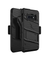 Panzergeldbörse Zizo Bolt Cover Samsung Galaxy S10e mit 9H Glas auf dem Bildschirm + Ständer & Gürtelschlaufe (Schwarz/Schwarz)