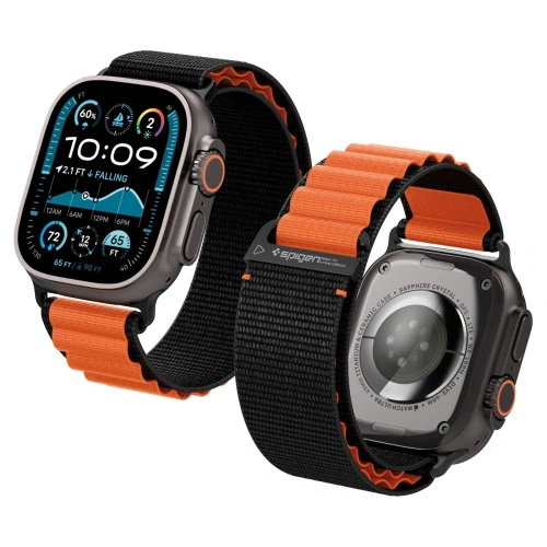 Pasek Spigen WBF1 Band do Apple Watch 6/7/8/9/10/SE/Ultra 1/2 44/45/46/49mm Black/orange