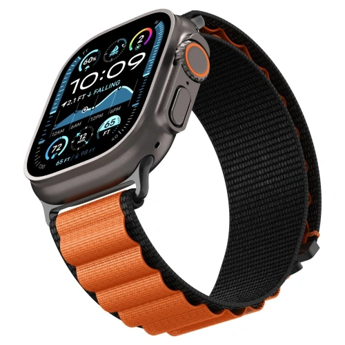 Pasek Spigen WBF1 Band do Apple Watch 6/7/8/9/10/SE/Ultra 1/2 44/45/46/49mm Black/orange