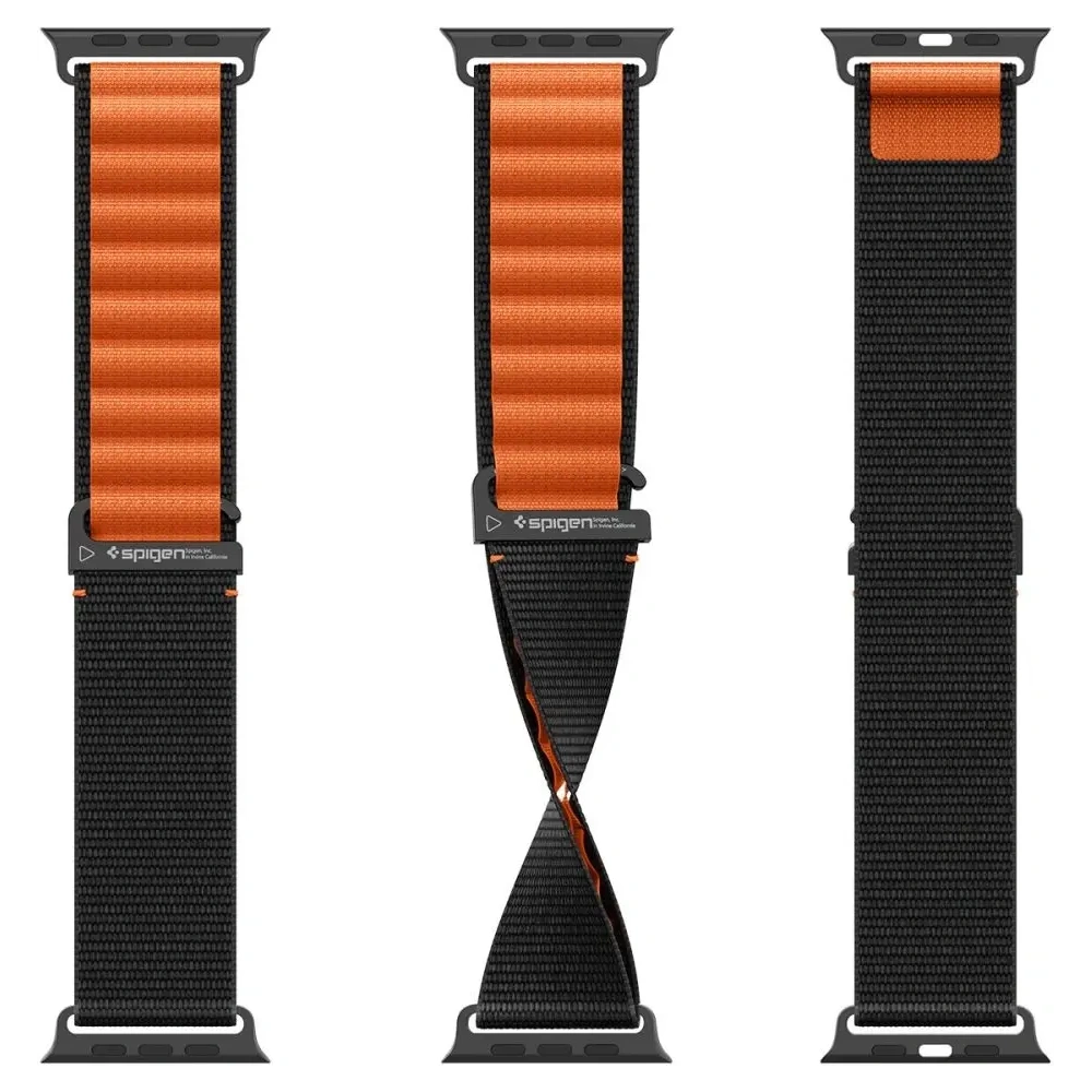 Pasek Spigen WBF1 Band do Apple Watch 6/7/8/9/10/SE/Ultra 1/2 44/45/46/49mm Black/orange