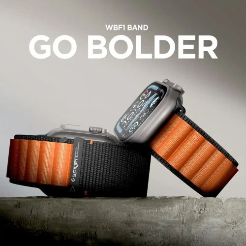 Pasek Spigen WBF1 Band do Apple Watch 6/7/8/9/10/SE/Ultra 1/2 44/45/46/49mm Black/orange