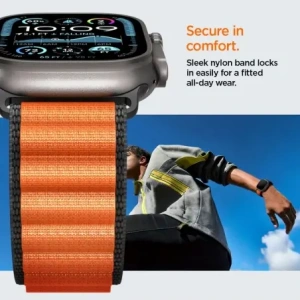 Pasek Spigen WBF1 Band do Apple Watch 6/7/8/9/10/SE/Ultra 1/2 44/45/46/49mm Black/orange