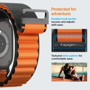 Pasek Spigen WBF1 Band do Apple Watch 6/7/8/9/10/SE/Ultra 1/2 44/45/46/49mm Black/orange