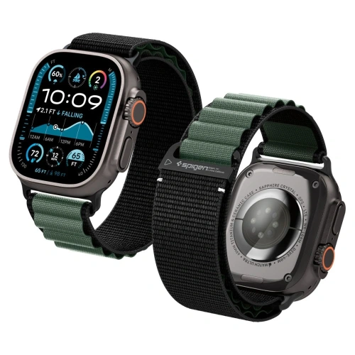 Pasek Spigen WBF1 Band do Apple Watch 6/7/8/9/10/SE/Ultra 1/2 44/45/46/49mm Black/green