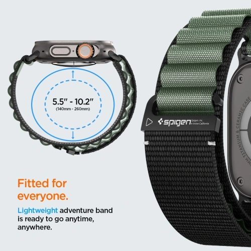 Pasek Spigen WBF1 Band do Apple Watch 6/7/8/9/10/SE/Ultra 1/2 44/45/46/49mm Black/green