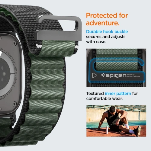 Pasek Spigen WBF1 Band do Apple Watch 6/7/8/9/10/SE/Ultra 1/2 44/45/46/49mm Black/green