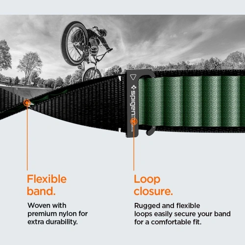 Pasek Spigen WBF1 Band do Apple Watch 6/7/8/9/10/SE/Ultra 1/2 44/45/46/49mm Black/green