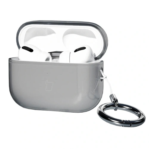 Elastyczne etui z karabińczykiem Bizon Case Headphone Clear do Apple AirPods Pro 3 przeźroczysto-czarne