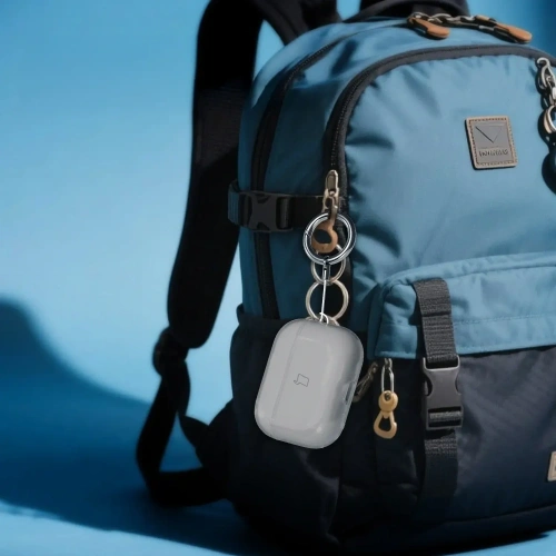 Elastyczne etui z karabińczykiem Bizon Case Headphone Clear do Apple AirPods Pro 3 przeźroczysto-czarne