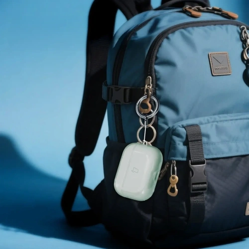 Elastyczne etui z karabińczykiem Bizon Case Headphone Clear do Apple AirPods Pro 3 przeźroczysto-zielone