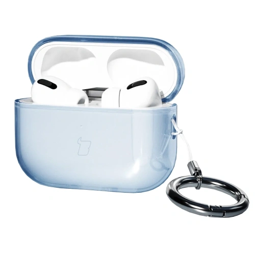 Elastyczne etui z karabińczykiem Bizon Case Headphone Clear do Apple AirPods Pro 3 przeźroczysto-niebieskie
