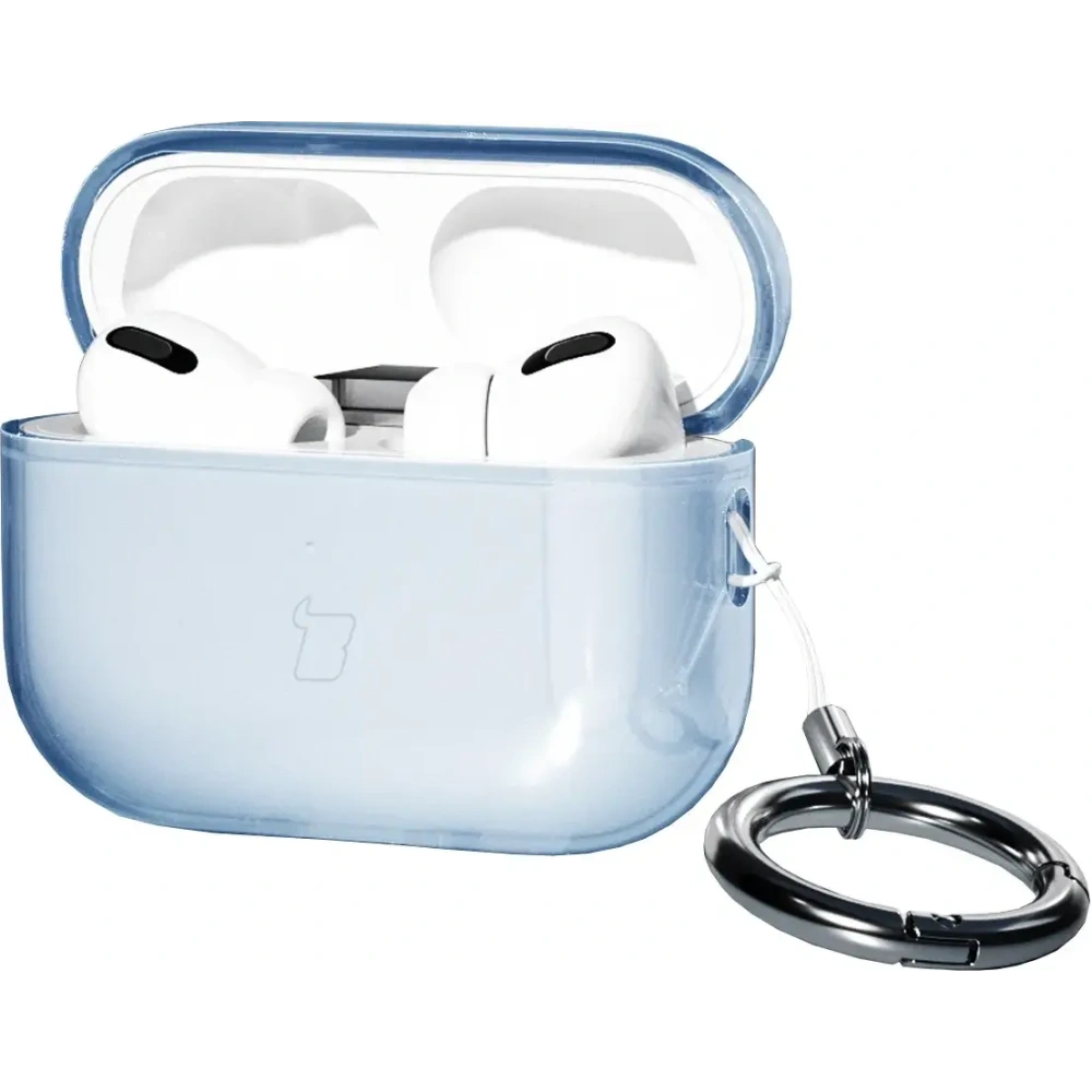 Elastyczne etui z karabińczykiem Bizon Case Headphone Clear do Apple AirPods Pro 3 przeźroczysto-niebieskie