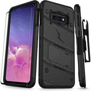 Hurtownia GSM - Husă de protecție Zizo Bolt pentru Samsung Galaxy S10e cu sticlă 9H pe ecran + suport și prindere pentru curea (Negru/Negru) - ZIZ001BLK - {ean13} - Hurt