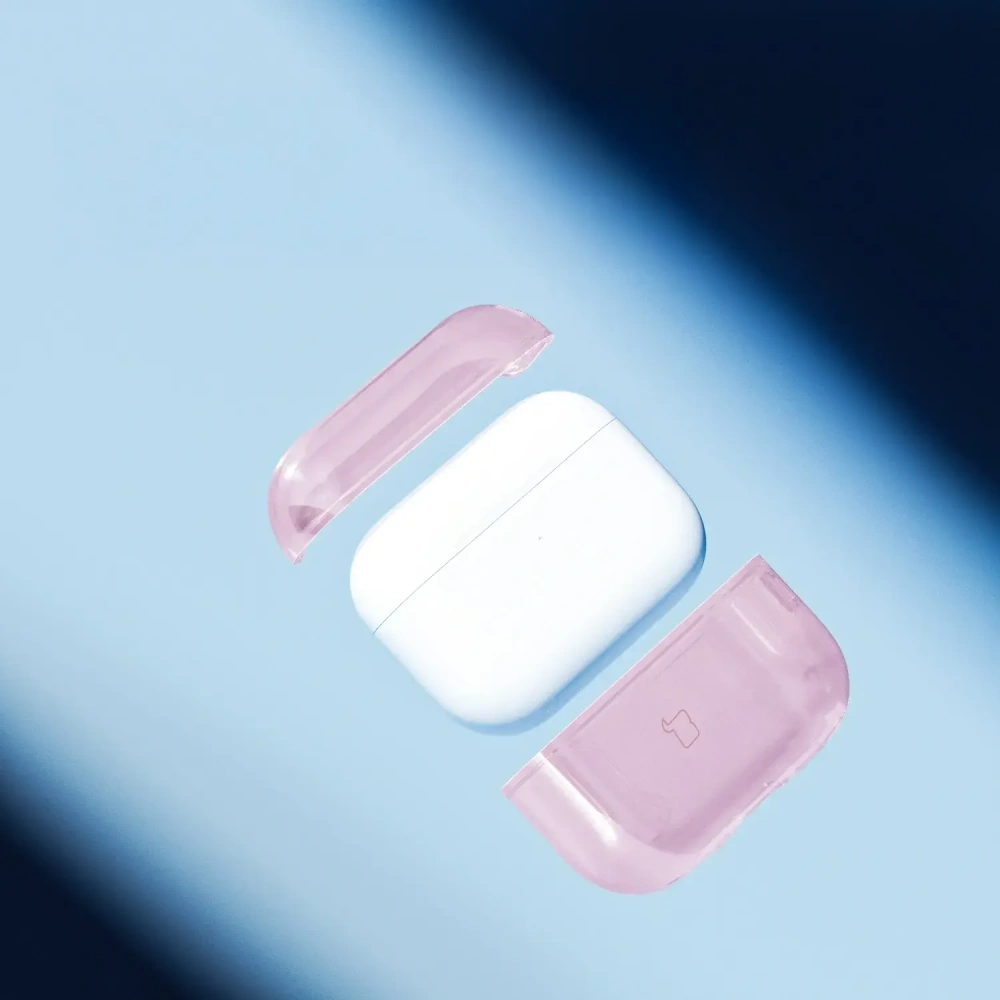Elastyczne etui z karabińczykiem Bizon Case Headphone Clear do Apple AirPods Pro 3 przeźroczysto-różowe