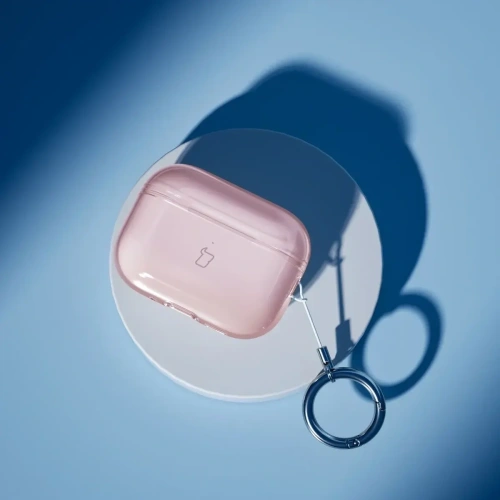 Elastyczne etui z karabińczykiem Bizon Case Headphone Clear do Apple AirPods Pro 3 przeźroczysto-różowe