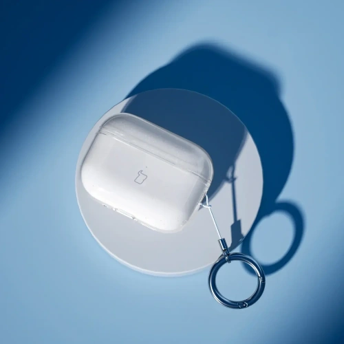 Elastyczne etui z karabińczykiem Bizon Case Headphone Clear do Apple AirPods Pro 3 przeźroczysto-brokatowe