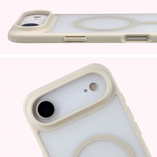 Etui z pierścieniem magnetycznym Bizon Case MatteO do Apple iPhone Air przydymione-beżowe